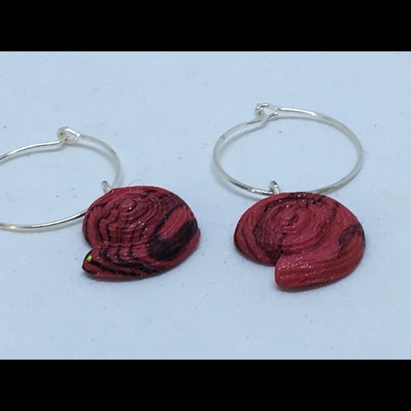 Unique Handmade Polymer Clay Shell Drop Earrings - Picture 5 of 6